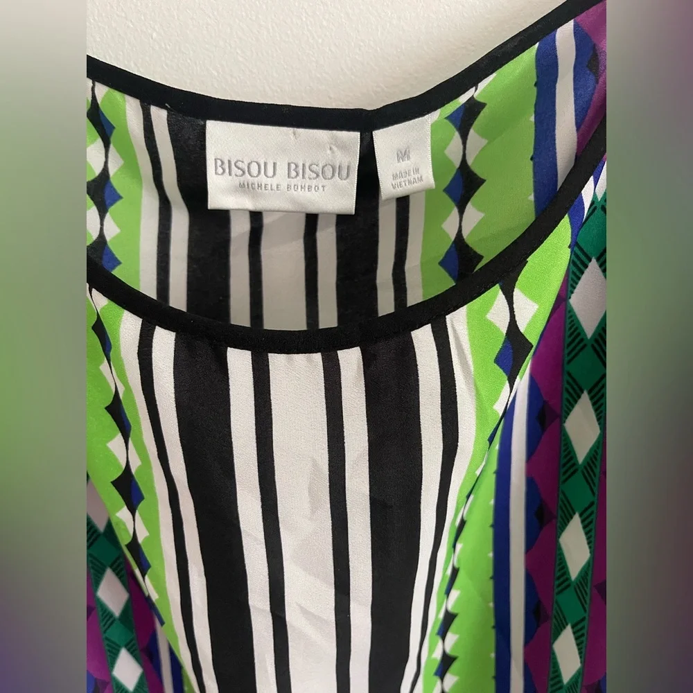 Bisou Bisou Black and White Striped Camisole with Fringe - Picture 2 of 2